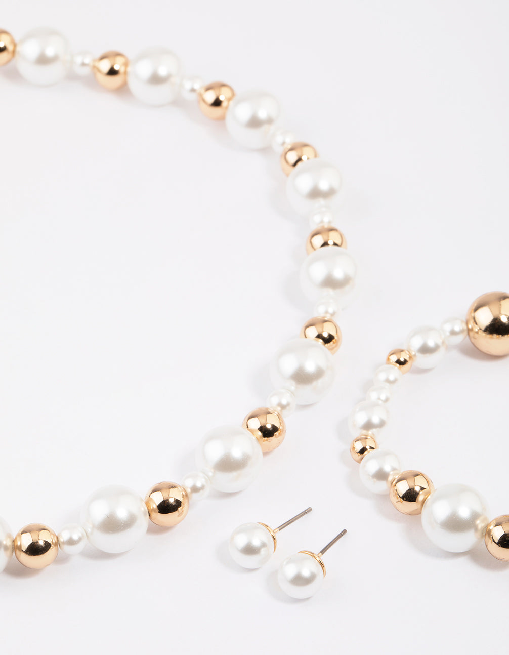 Gold Pearl Round Jewellery Set