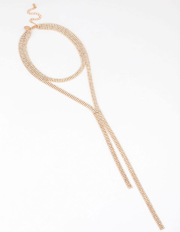 Gold Choker Y-Shaped Cup Chain Necklace