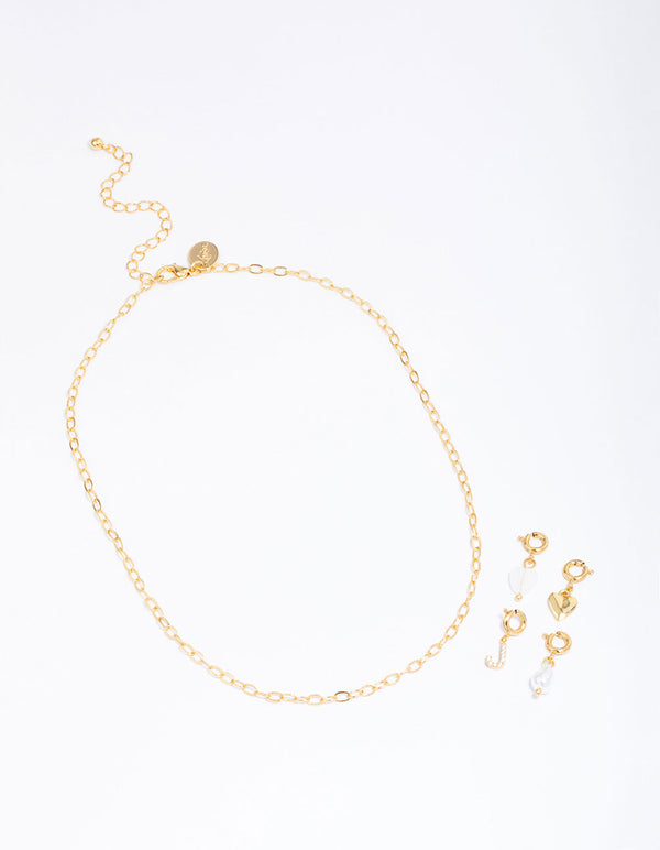 Letter 'J' Gold Plated Initial Customisable Charm Necklace