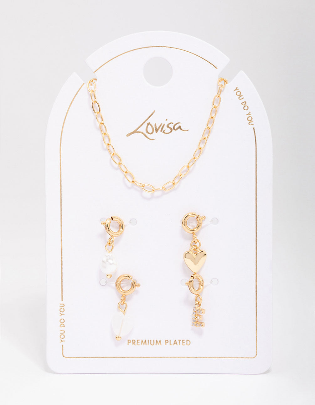 Letter 'E' Gold Plated Initial Customisable Charm Necklace
