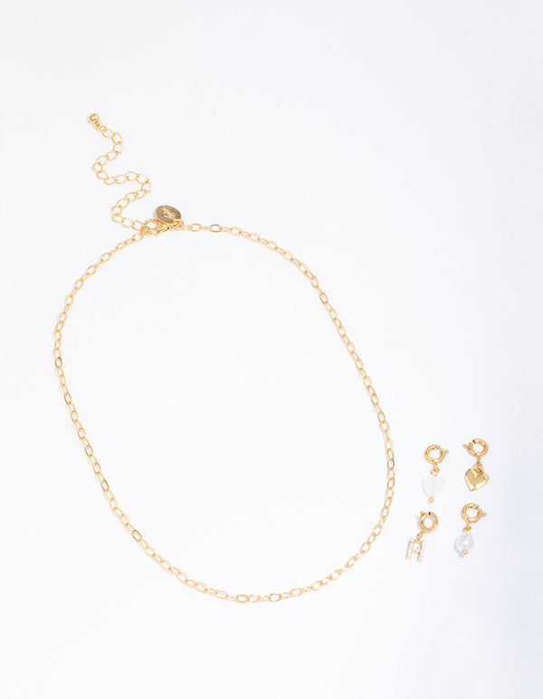 Letter 'H' Gold Plated Initial Customisable Charm Necklace
