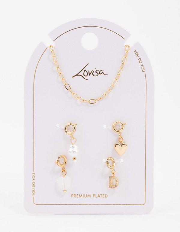 Letter 'D' Gold Plated Initial Customisable Charm Necklace