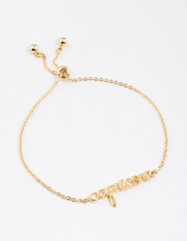 Gold Plated Capricorn Script Bracelet