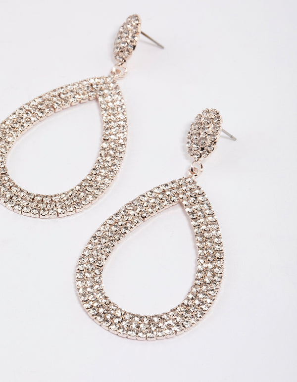 Rose Gold Statement Pear-Shaped Drop Earrings