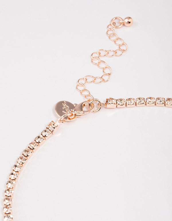 Rose Gold Statement Diamante Stone Necklace