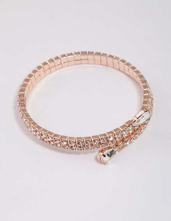 Rose Gold Wrapped Pear Stone Bangle