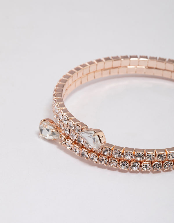 Rose Gold Wrapped Pear Stone Bangle