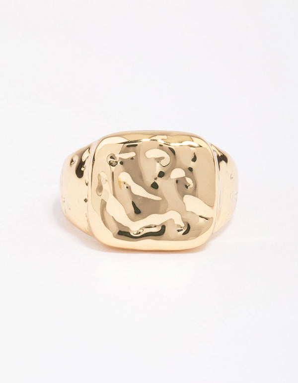Gold Plated Molten Signet Ring