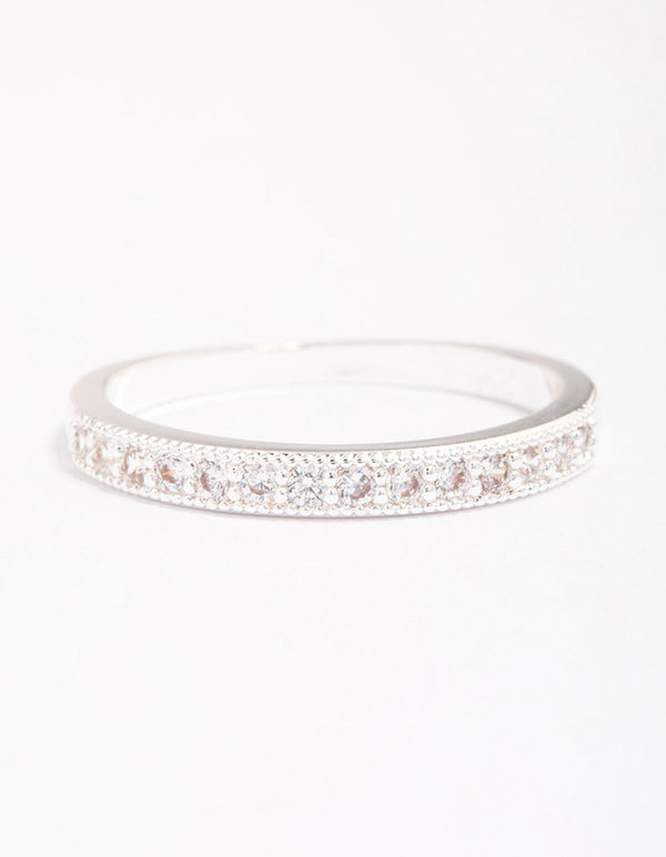 Silver Plated Cubic Zirconia Round Stone Ring Pack