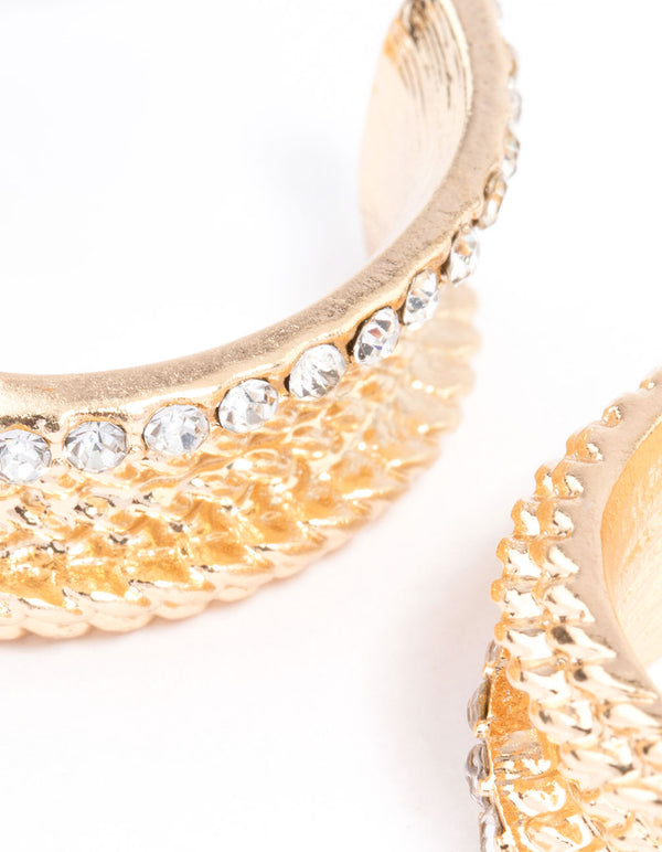 Gold Chain Diamante Hoop Earrings 25mm