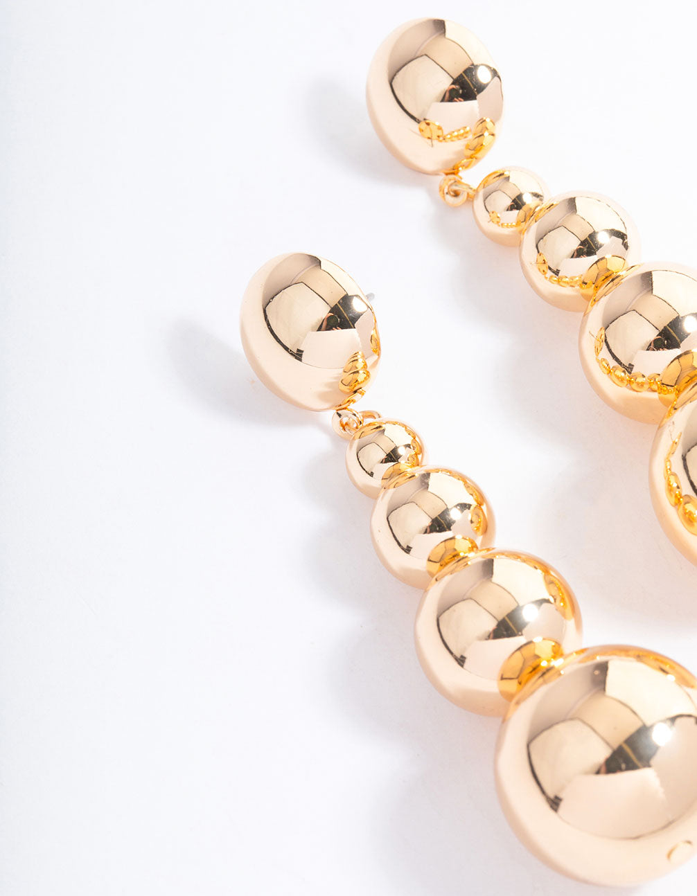 Gold Graduating Round Ball Drop Earrings