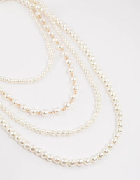 Gold Multi-Row Mixed Pearl Necklace - link has visual effect only