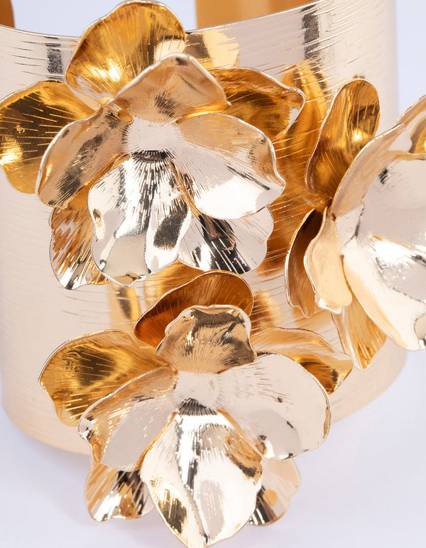 Gold Statement Flower Cuff