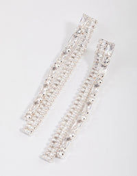Silver Plated Cubic Zirconia Baguette Double Drop Earrings - link has visual effect only