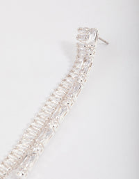 Silver Plated Cubic Zirconia Baguette Double Drop Earrings - link has visual effect only