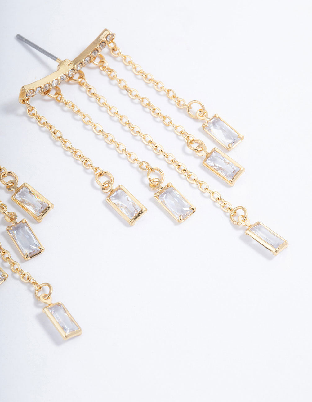 Gold Plated Chain & Baguette Drop Earrings