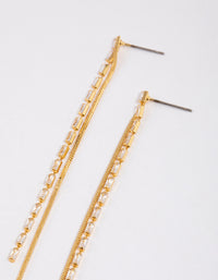 Gold Plated Cubic Zirconia Dainty Chain Drop Earrings - link has visual effect only