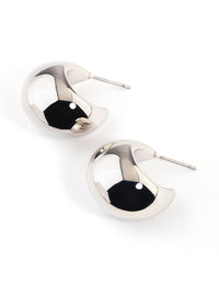 Rhodium Smooth Round Mini Hoop Earrings - link has visual effect only