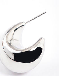 Rhodium Smooth Round Mini Hoop Earrings - link has visual effect only