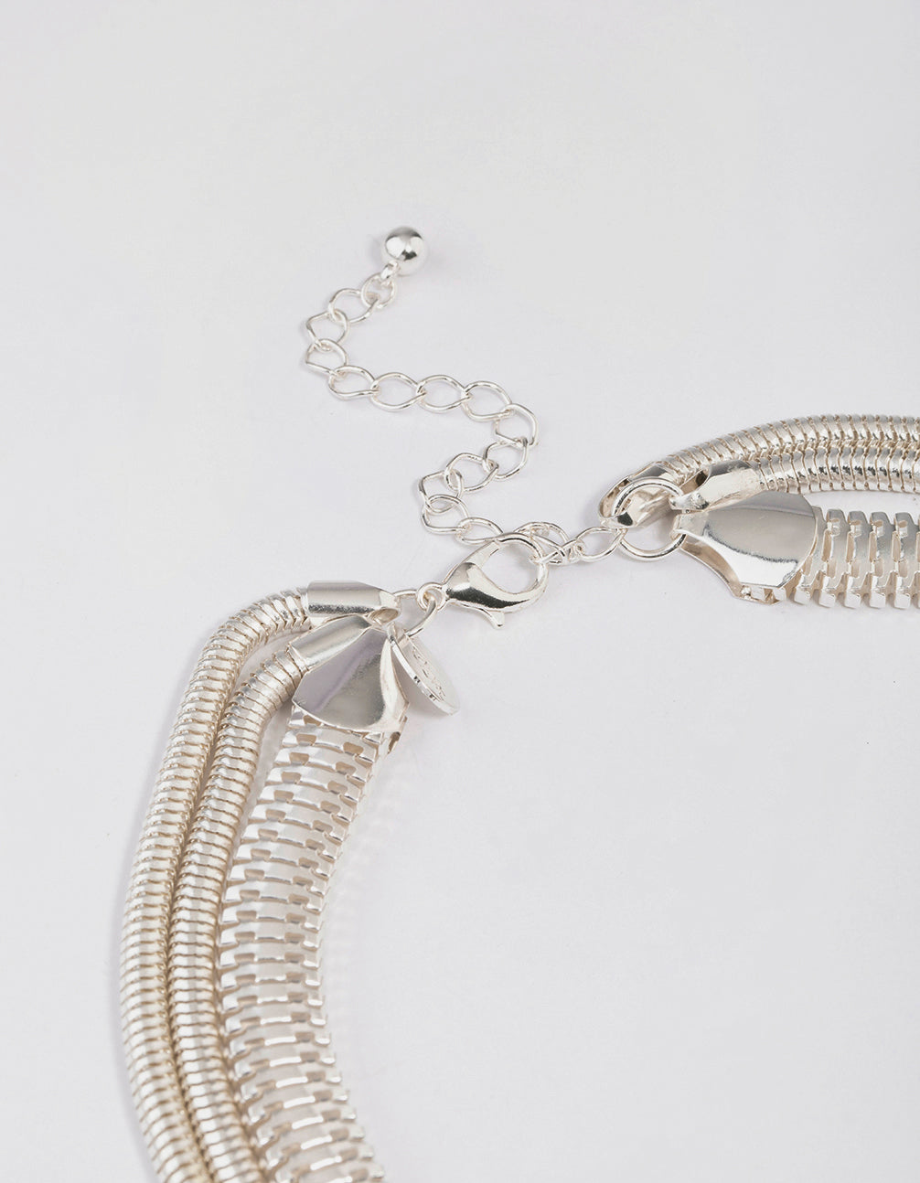 Silver Multi-Row Thick Snake Chain Necklace
