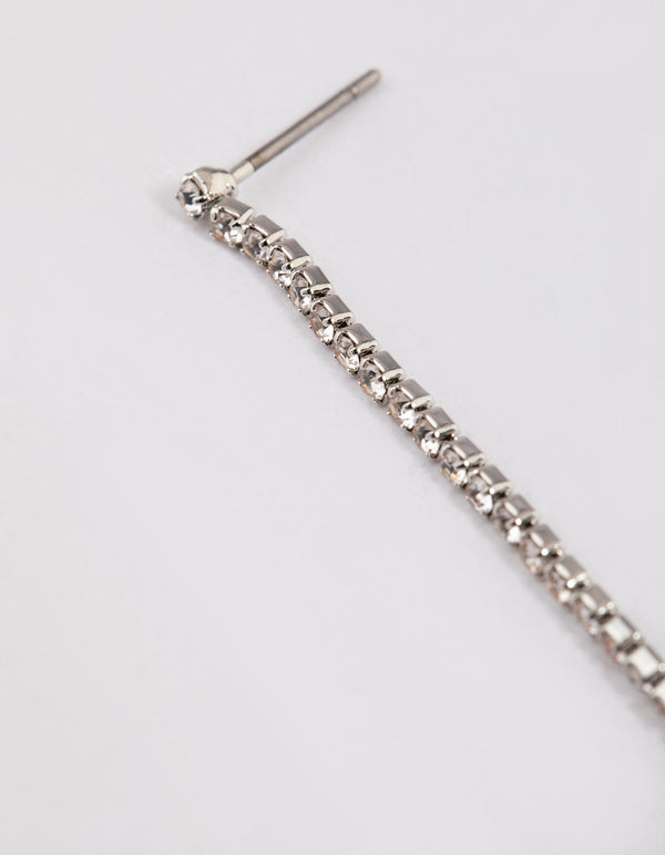 Silver Cup Chain Large Pearl Drop Earrings