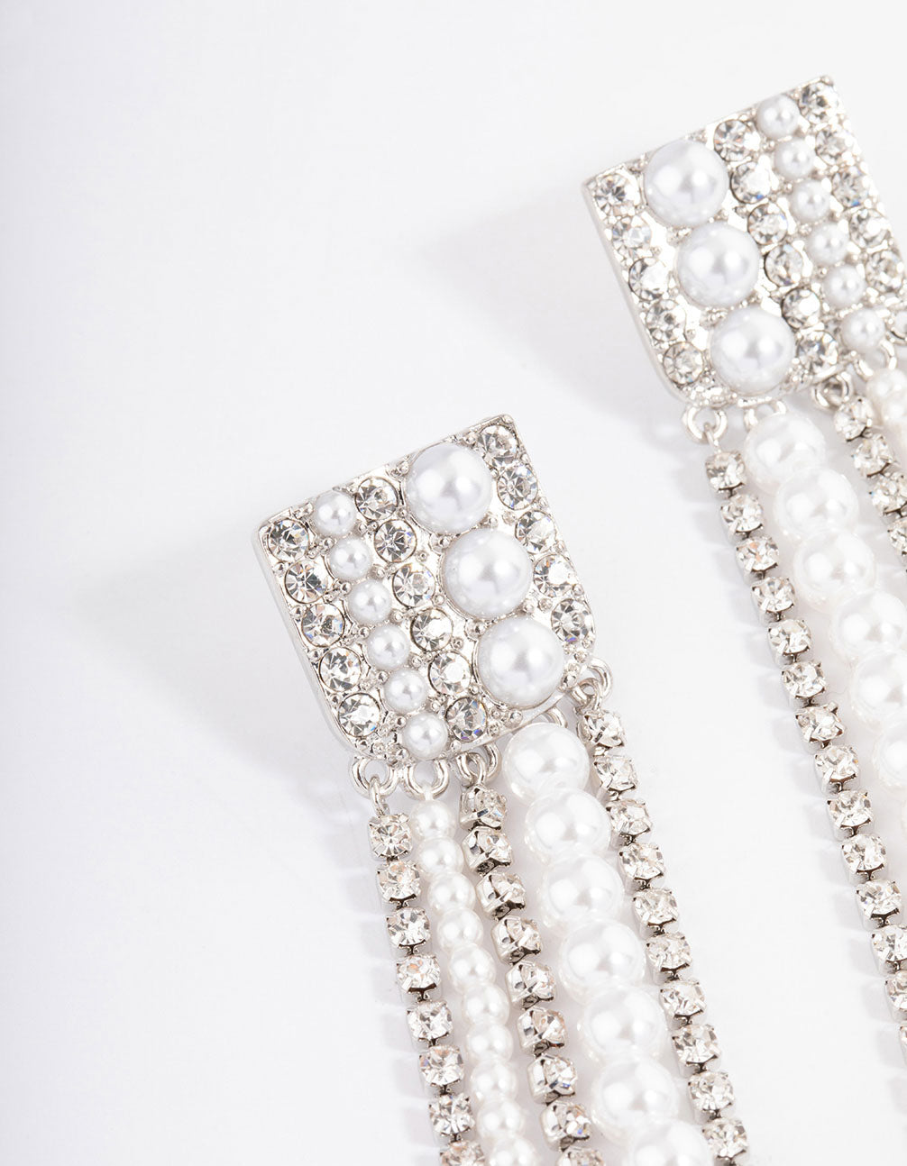 Silver Statement Long Mixed Drop Earrings