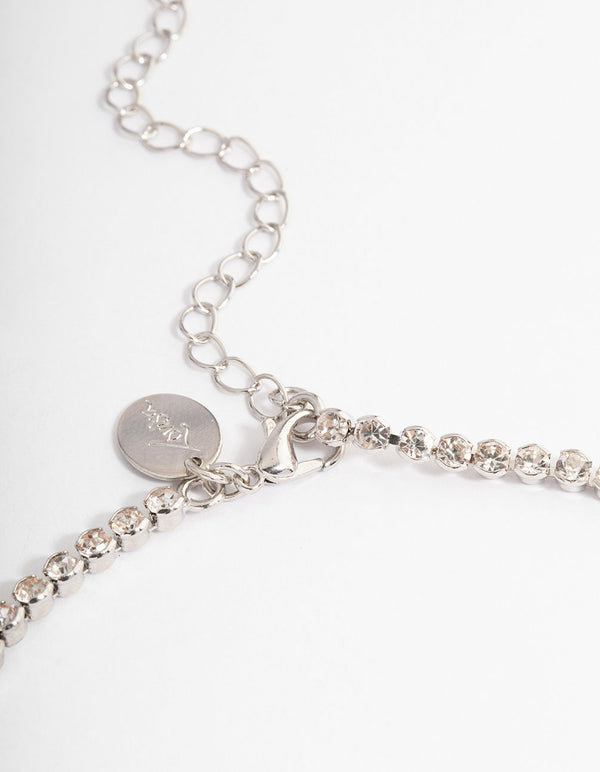 Silver Round Cup Chain Pearl Earring & Necklace Jewellery Set