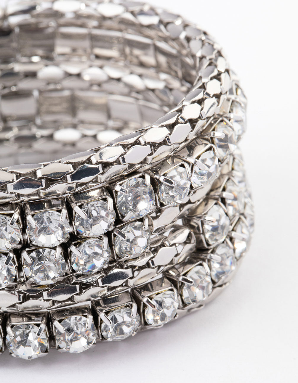 Silver  Chunky Diamante Chain Wrapped Bracelet