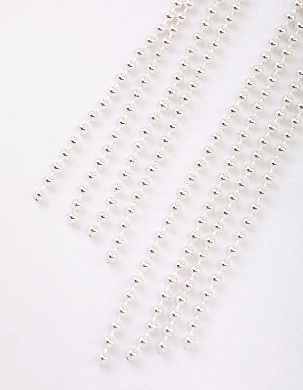 Silver Triple Row Twisted Drop Earrings