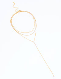 Gold Plated Cup Chain Layered Y-Shape Necklace - link has visual effect only