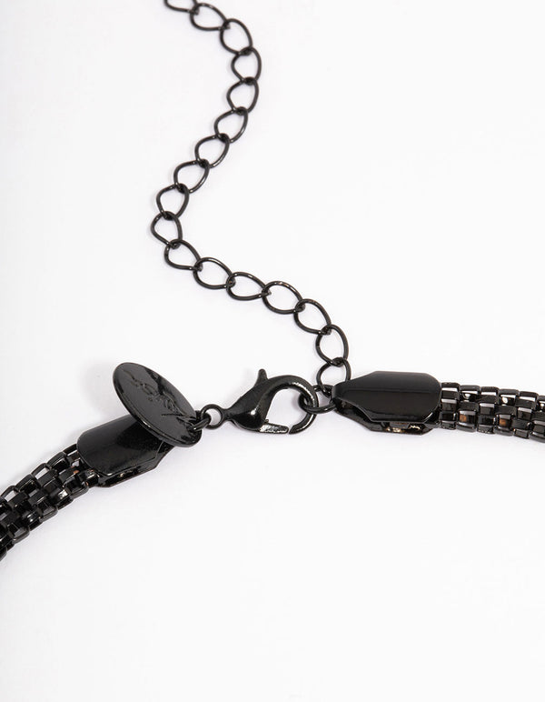 Gold & Black Flower Cup Chain Choker