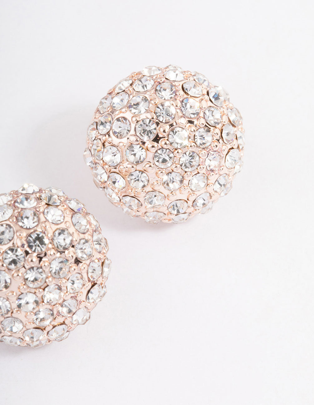 Rose Gold Pave Dome Ball Stud Earrings