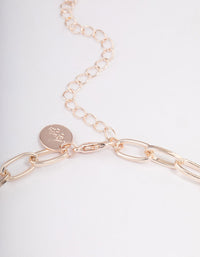 Rose Gold Diamante Oval Link Choker - link has visual effect only