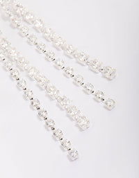 Silver Cubic Zirconia Double Row Square & Round Drop Earrings - link has visual effect only