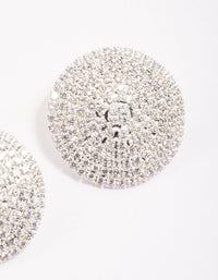 Silver Cubic Zirconia Statement Round Stud Earrings - link has visual effect only