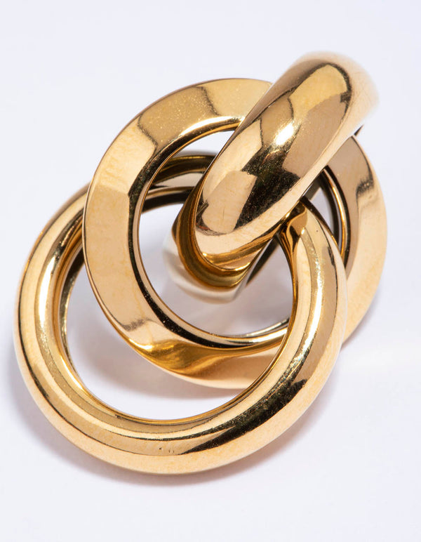 Waterproof Gold Plated Stainless Steel Knotted Link Drop Earrings