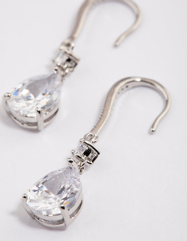 Silver Pear Cubic Zirconia Earrings