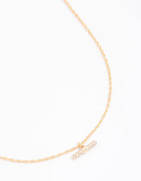 Gold Diamante T-Bar Pendant Necklace - link has visual effect only