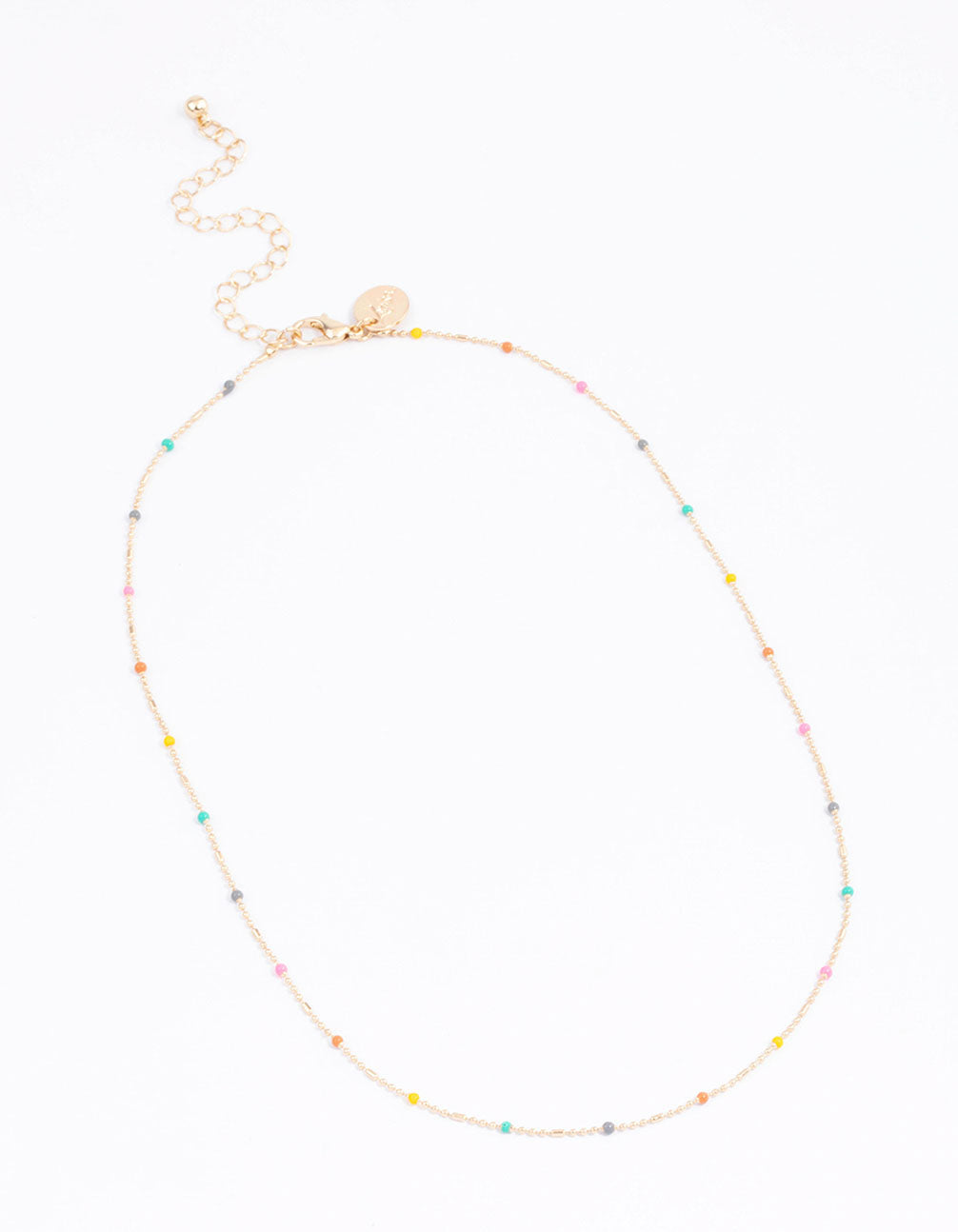 Gold Mini Ball Chain Mixed Bead Necklace