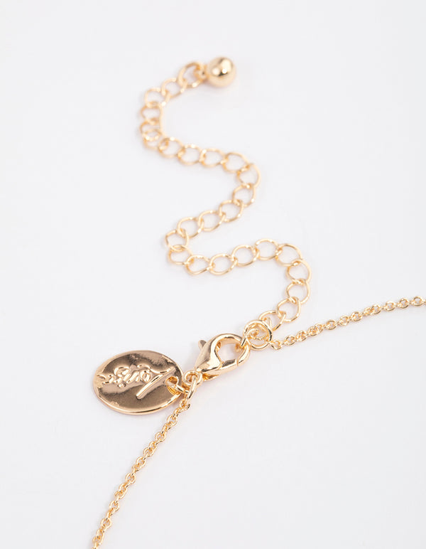 Gold Oval Star Pendant Necklace