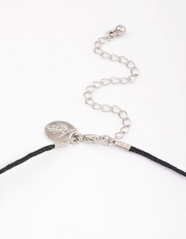 Silver Diamante Peace Sign Pendant Necklace