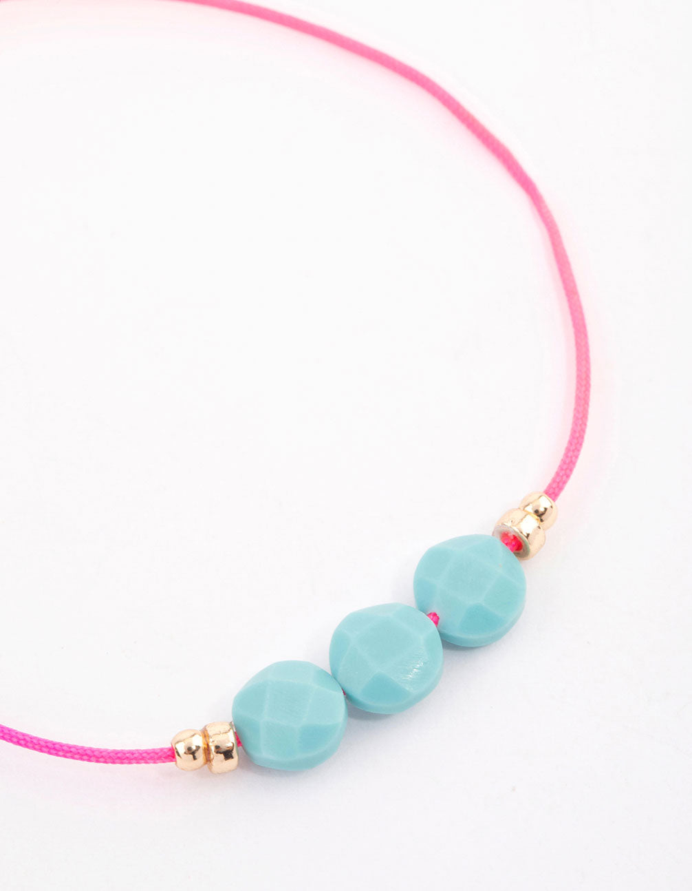 Fabric Triple Ball Stone Toggle Bracelet