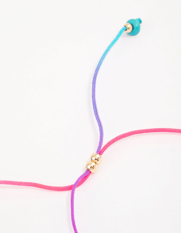 Fabric Triple Ball Stone Toggle Bracelet