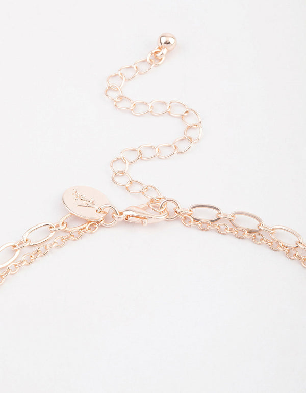 Rose Gold Beaded Shell Layered Necklace
