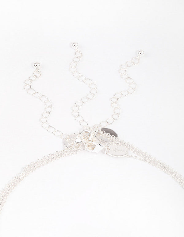 Silver Plated Brass Trio Layered Molten Disc Necklace