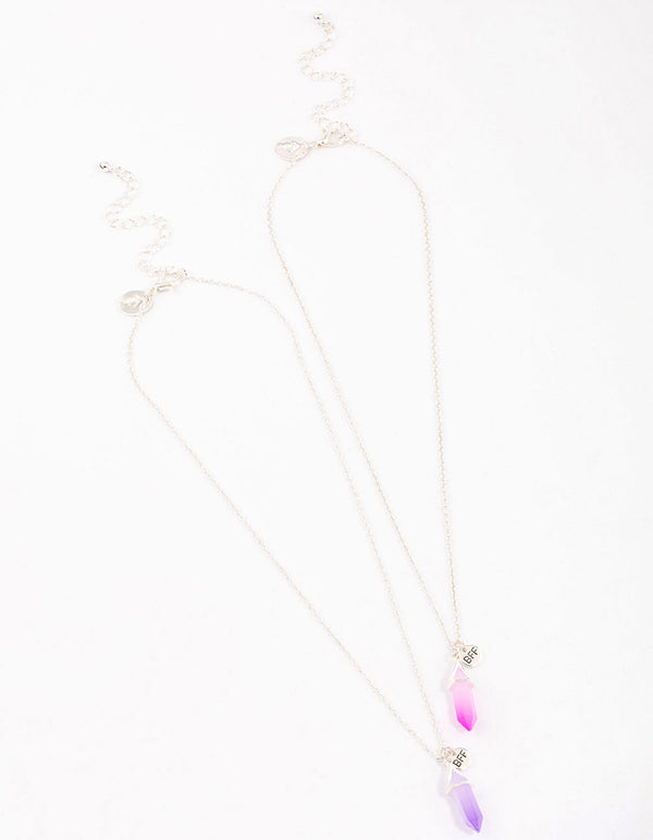 Silver Pink & Purple Crystal Necklace Pack