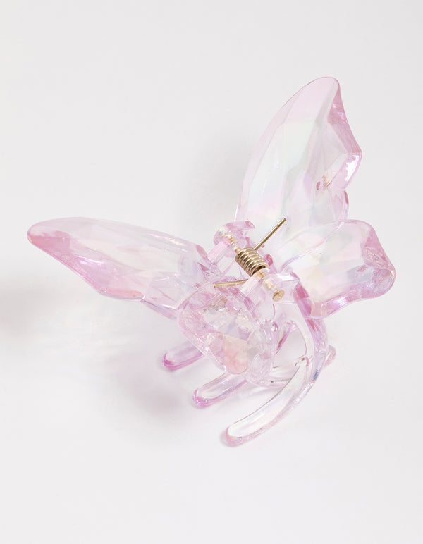 Pink Iridescent Butterfly Hair Claw Clip