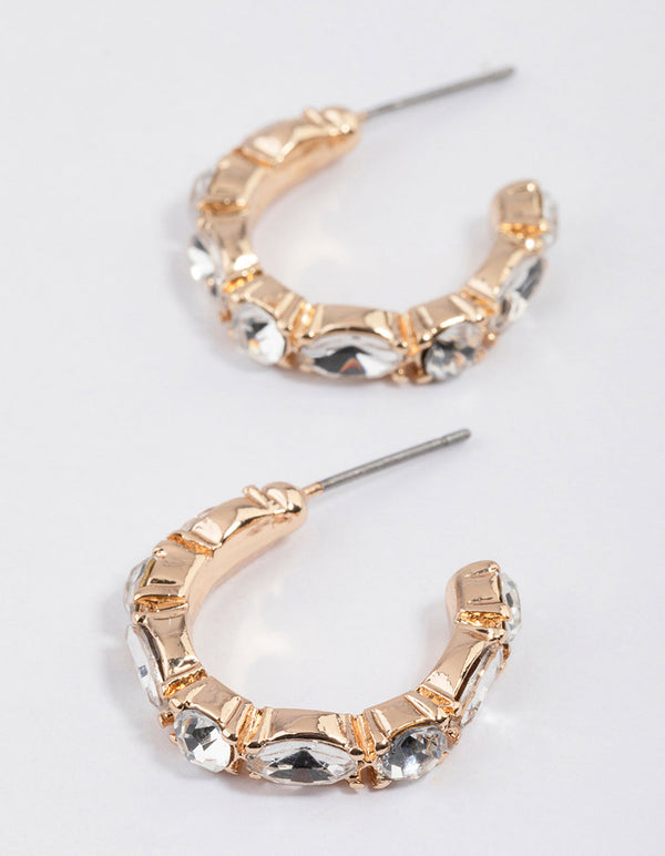 Gold Mixed Stone Hoop Earrings & Polishing Set