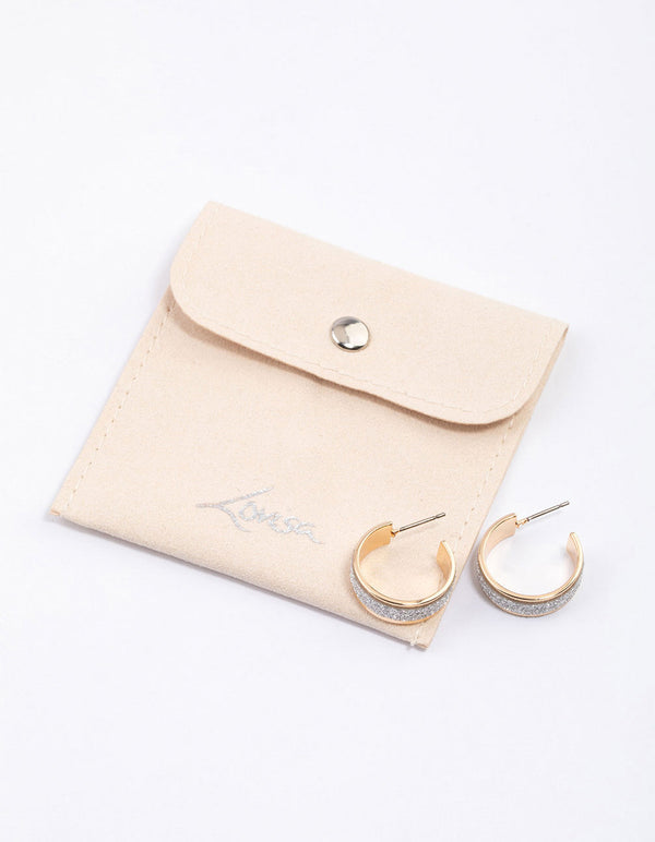 Gold Glitter Paper Hoop Earrings & Polishing Set