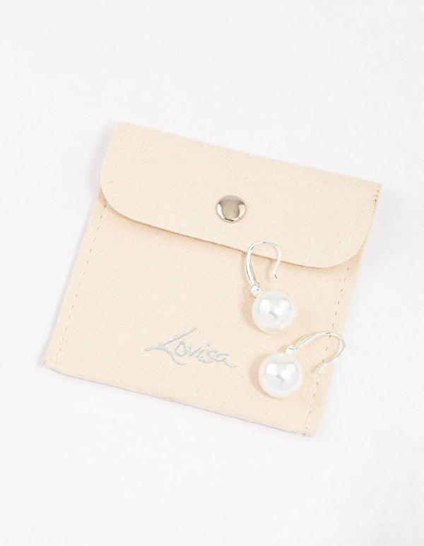 Silver Classic Diamante Hook Earrings & Polishing Set